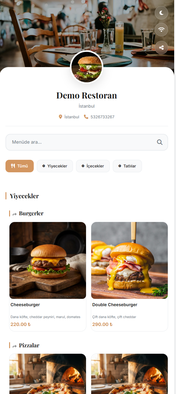 Digital Menu Preview